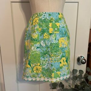 Vintage Lilly Pulitzer koala sun mini floral trim side slit patchwork 4 skirt